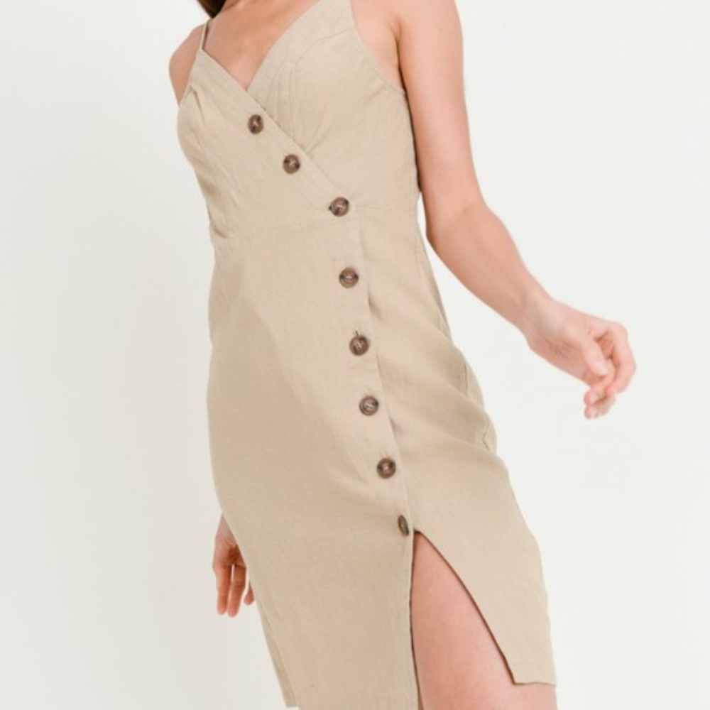 NWT Khaki Button Down Midi Dress